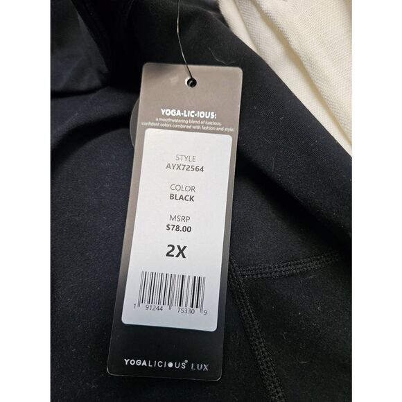 Yogalicious Black Athletic Pants Womens 2X NEW WITH TAGS Side Pocket Ankle Lengt - Picture 5 of 5
